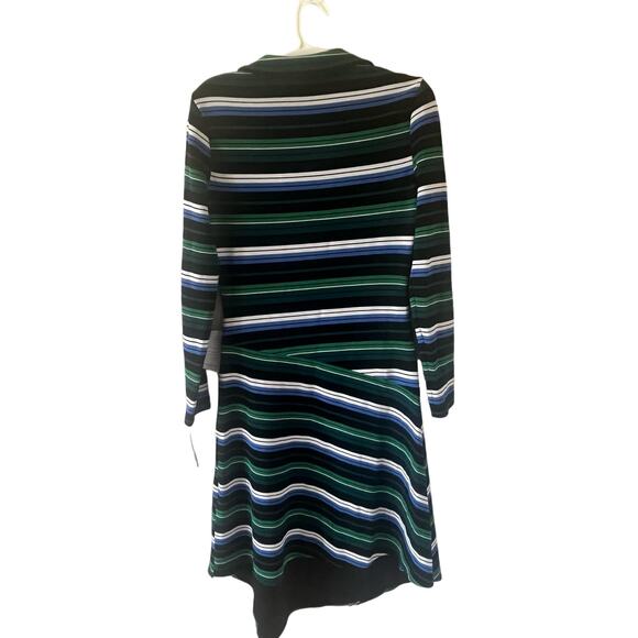 NWT Maggy London Women's Long‎ Sleeve Striped Midi with Asymmetrical Hem Size 8 - Picture 4 of 8
